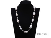 15×26-22×32mm White Baroque Pearl Necklace in Sterling Silver