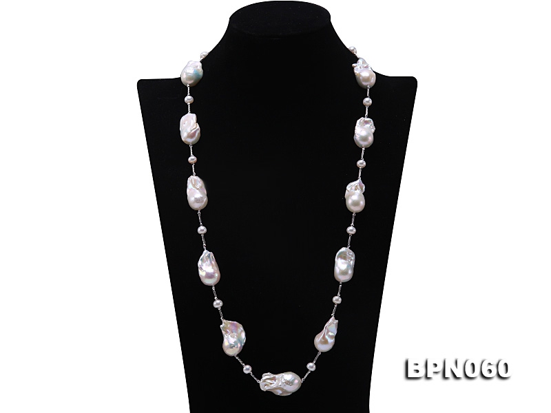 17×26-24×35mm White Baroque Pearl Necklace in Sterling Silver
