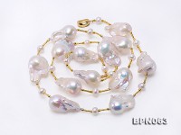 17.5×28-19.5×35mm White Baroque Pearl Necklace in Sterling Silver