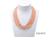 Chunky Multi-strand 6mm Natural Pink Freshwater Pearl Necklace