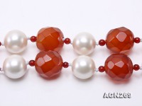 19mm Faceted Agate & 16mm White Shell Pearl Necklace