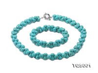 12.5×8.5mm Bone-shape Blue Turquoise Necklace Bracelet Set
