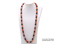 16mm Red Agate and 13.5mm Black Agate Necklace