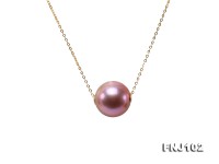 Fully-drilled 12.5mm Lavender Round Edison Pearl Chain Necklace in 18k Gold