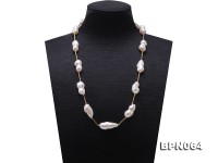 12×20-11.5×28mm White Baroque Pearl Chain Necklace