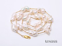 18×9.5-26×12mm White Baroque Pearl Chain Necklace
