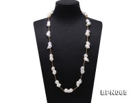 18×9.5-26×12mm White Baroque Pearl Chain Necklace