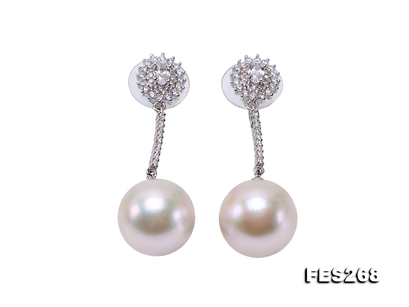 13.5mm White Round Edison Pearl Earrings