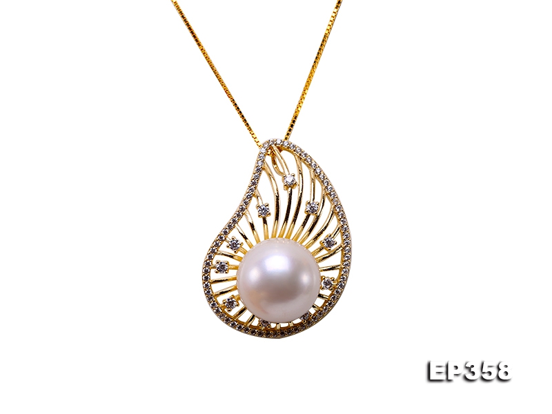 13mm White Edison Pearl Pendant in Sterling Silver