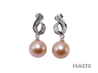 11.5mm Pink Round Freshwater Pearl Earrings in Silver