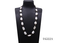 Long 17×24-18.5×26mm White Baroque Pearl Necklace with Copper Tubes