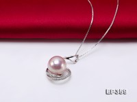 12mm Lavender Round Edison Pearl Pendant in Silver