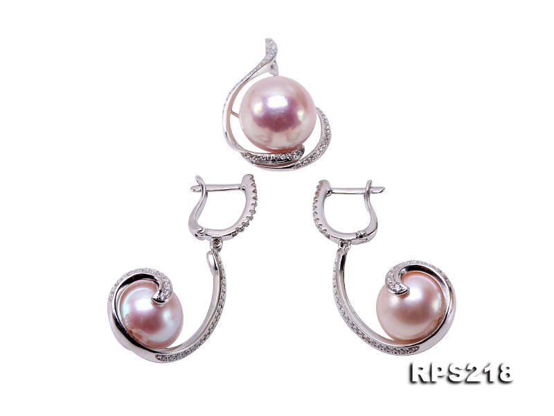 11-12mm Lavender Edison Pearl Pendant and Earrings Set in Silver
