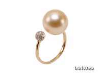 Luxury 11.5mm Golden Round South Sea Pearl Ring in 18k Gold