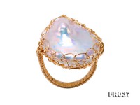 Customized 9k Gold Ring with 25×29mm White Baroque Pearl