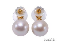13mm White Round Edison Pearl Earrings in Silver