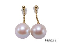 13.5mm White Round Edison Pearl Dangling Earrings