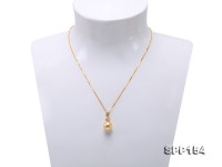 10.5mm Golden Round South Sea Pearl Pendant in 18k Gold