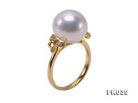 Top 12.5mm White Round Edison Pearl Ring in 18k Gold