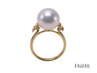 Top 12.5mm White Round Edison Pearl Ring in 18k Gold