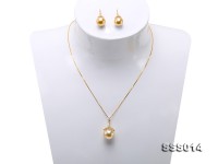11-13.5mm Golden South Sea Pearl Pendant and Earrings Set