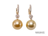 11.5mm Golden South Sea Pearl Clip-on Earrings in 14k Gold