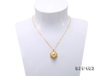 Natural 13.5mm Golden South Sea Pearl Pendant in 9k Gold