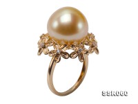 Natural 14.5mm Golden South Sea Pearl Ring in 9k Gold
