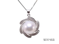Natural 13.5mm White South Sea Pearl Pendant in 925 Silver