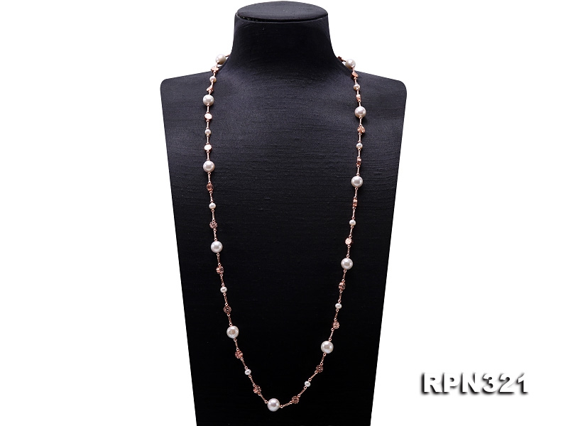 10.5-11.5mm White Edison Pearl Opera Chain Necklace