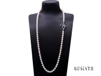 Natural 9mm White Round Akoya Seawater Pearl Opera Necklace