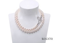 Natural 9mm White Round Akoya Seawater Pearl Opera Necklace