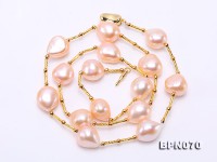 Unique 11.5×12.5-13.5×14.5mm Pink Baroque Pearl Necklace in Sterling Silver