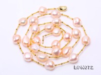 Unique 12×13-12.5x16mm Pink Baroque Pearl Necklace in Sterling Silver