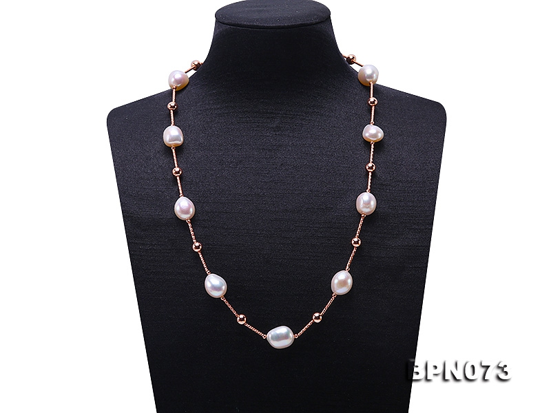 Unique 12.5×13-12.5x15mm White Baroque Pearl Necklace in Sterling Silver