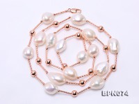 Unique 11.5×13-12x20mm White Baroque Pearl Necklace in Sterling Silver