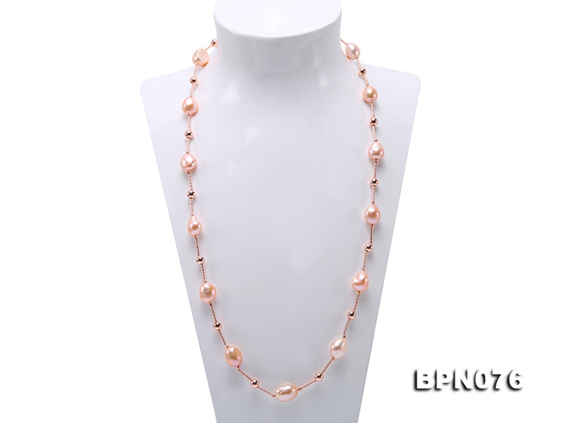 Unique 11.5×12.5-12x16mm Pink Baroque Pearl Necklace in Sterling Silver