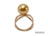 Luxury 11mm Golden Round South Sea Pearl Ring in 14k Gold