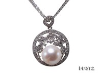 Exquisite 12.5mm White Freshwater Pearl Pendant in Sterling Silver
