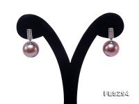 12mm Rich Lavender Round Edison Pearl Earring in Sterling Silver
