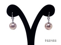 12mm Golden Lavender Round Edison Pearl Earring in Sterling Silver