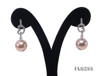 12mm Golden Lavender Round Edison Pearl Earring in Sterling Silver