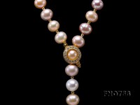 Adjustable Length 8.5-10mm Multi-color Round Pearl Necklace with Tassel