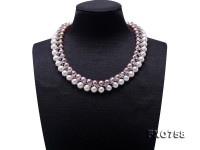 Elegant 8.5-10mm White & Lavender Two-row Pearl Necklace in Sterling Silver