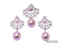 Exquisite 10mm Lavender Pearl Pendant & Earring Set in Sterling Silver