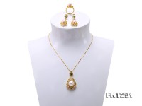 Exquisite 8-12mm White Pearl Pendant Earring & Ring Set in Sterling Silver