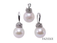 14-14.5mm White Edison Pearl Pendant & Earring Set in Sterling Silver