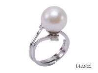 Elegant 12.5mm White Round Freshwater Pearl Ring in Sterling Silver