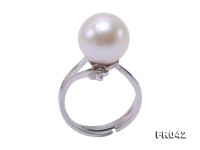 Elegant 12.5mm White Round Freshwater Pearl Ring in Sterling Silver