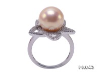 Elegant 11mm Pink Round Freshwater Pearl Ring in Sterling Silver